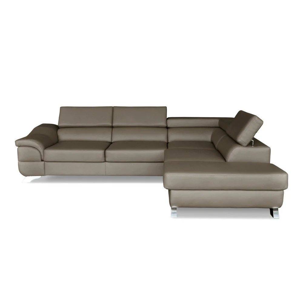 Šedohnědá kožená rohová rozkládací pohovka Windsor & Co. Sofas Omnikron, pravý roh v:762698