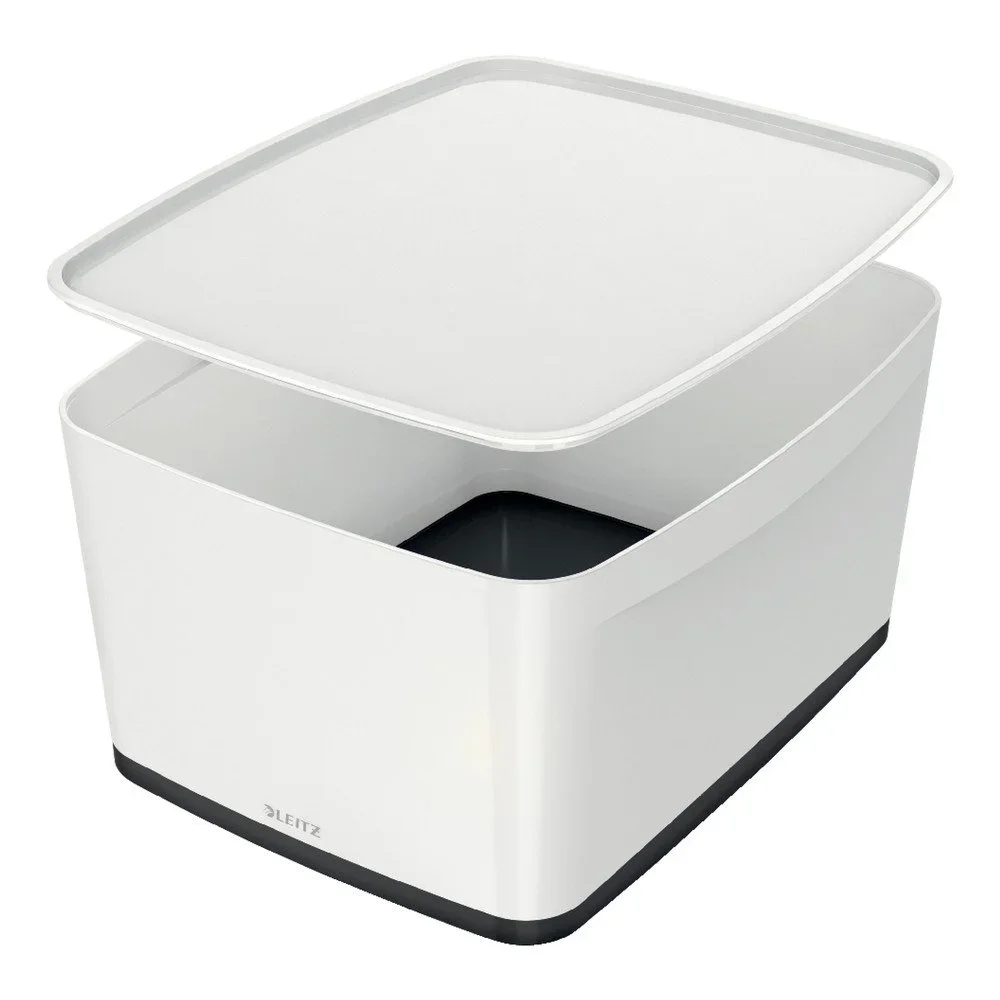 Bílo-černý plastový úložný box s víkem MyBox v:1369879 Bílo-černý plastový úložný box s víkem MyBox v:1369879