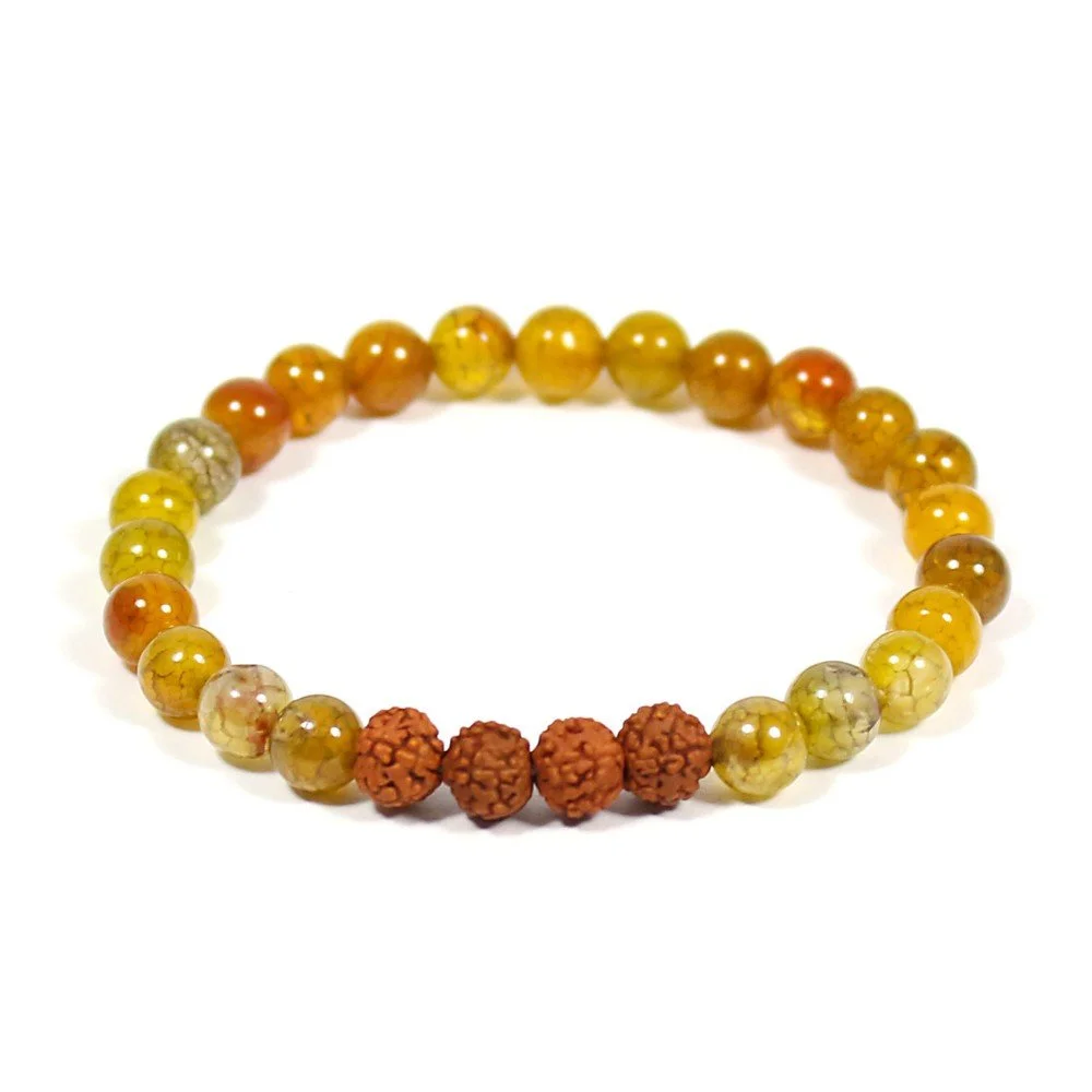 Hnědý náramek z přírodních minerálů s achátem a rudraksha Yogaly Rudraksha v:1158080