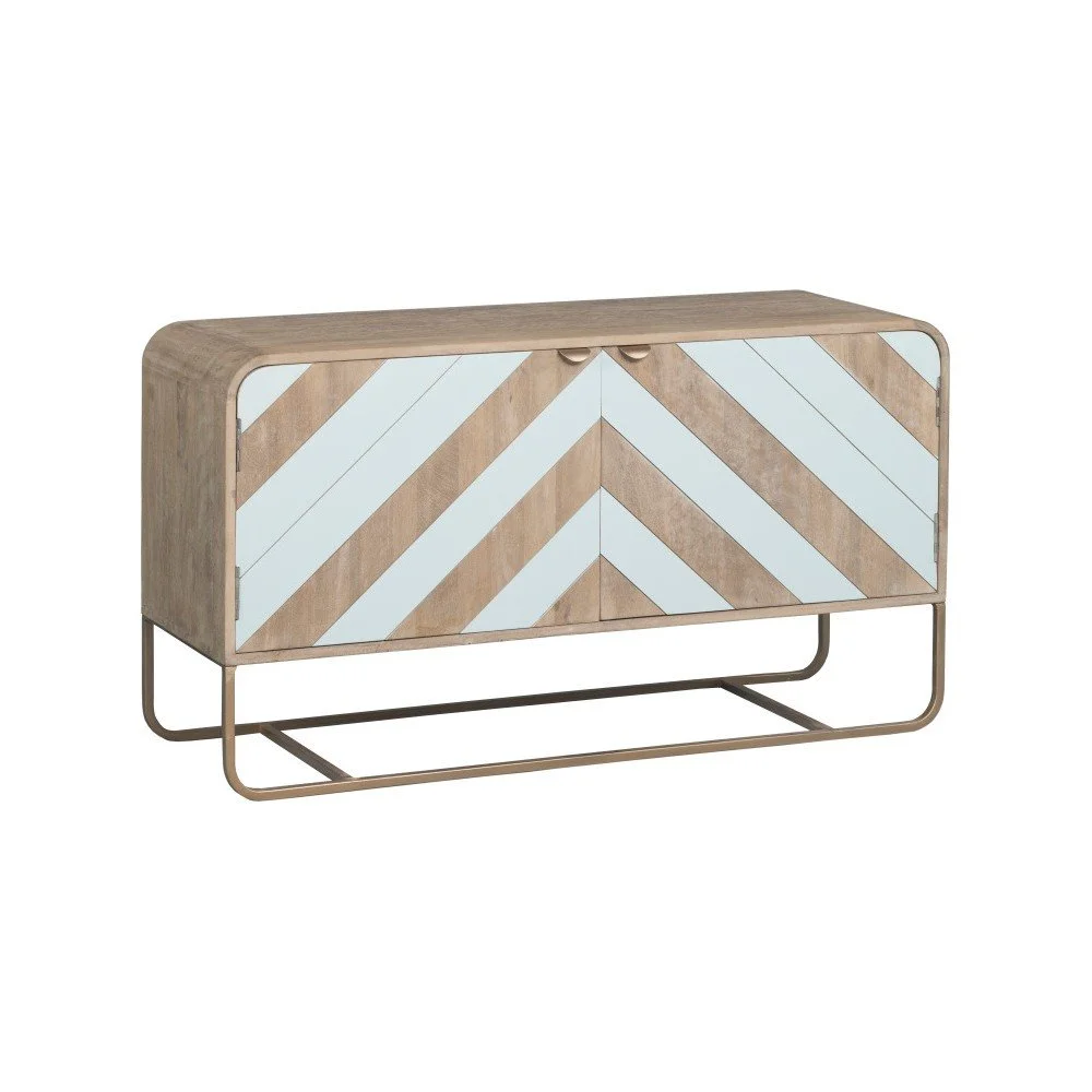 Televizní stolek z masivního mangového dřeva s modrými detaily Woodjam Chevron v:925808