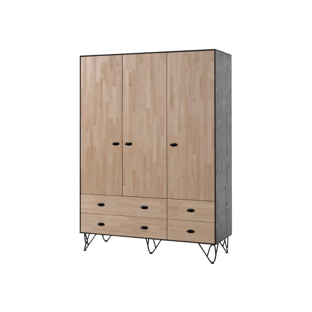 Šatní skříň z masivního borovicového a březového dřeva Vipack William, 200 x 150 cm v:1129536