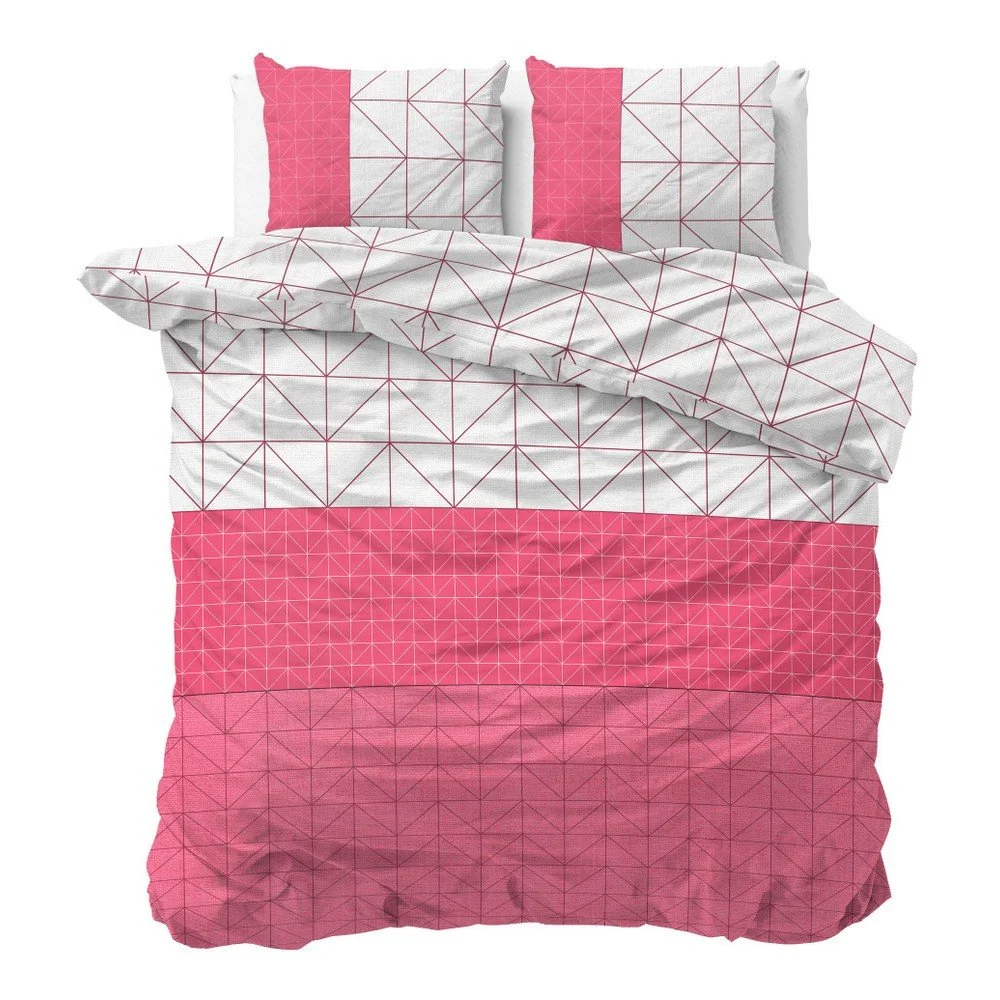 Růžovo-bílé povlečení z mikroperkálu na dvoulůžko Sleeptime Gino, 240 x 220 cm v:938610