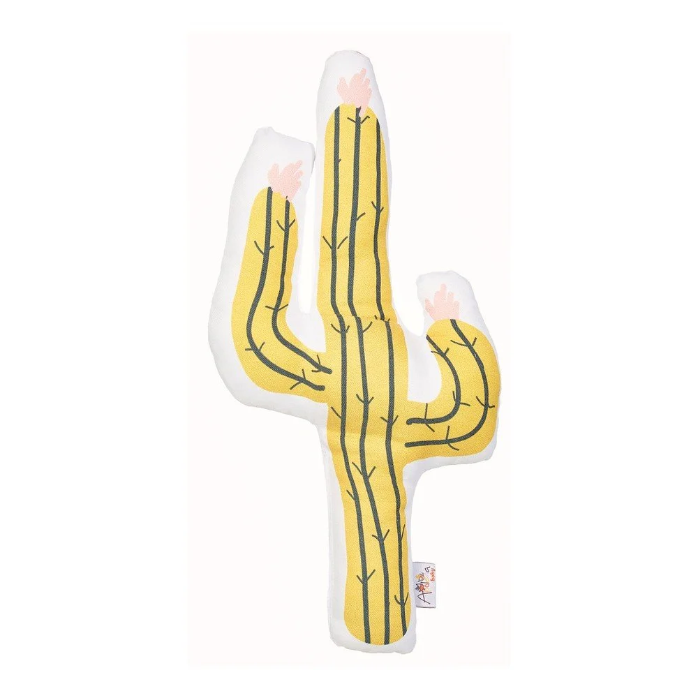 Žlutý dětský polštářek s příměsí bavlny Mike & Co. NEW YORK Pillow Toy Cactus, 41 x 21 cm v:1285046