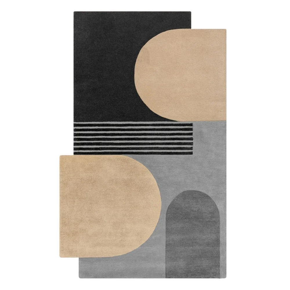 Černo-šedý ručně tkaný vlněný koberec 120x180 cm Lozenge Monochrome – Flair Rugs v:1754410