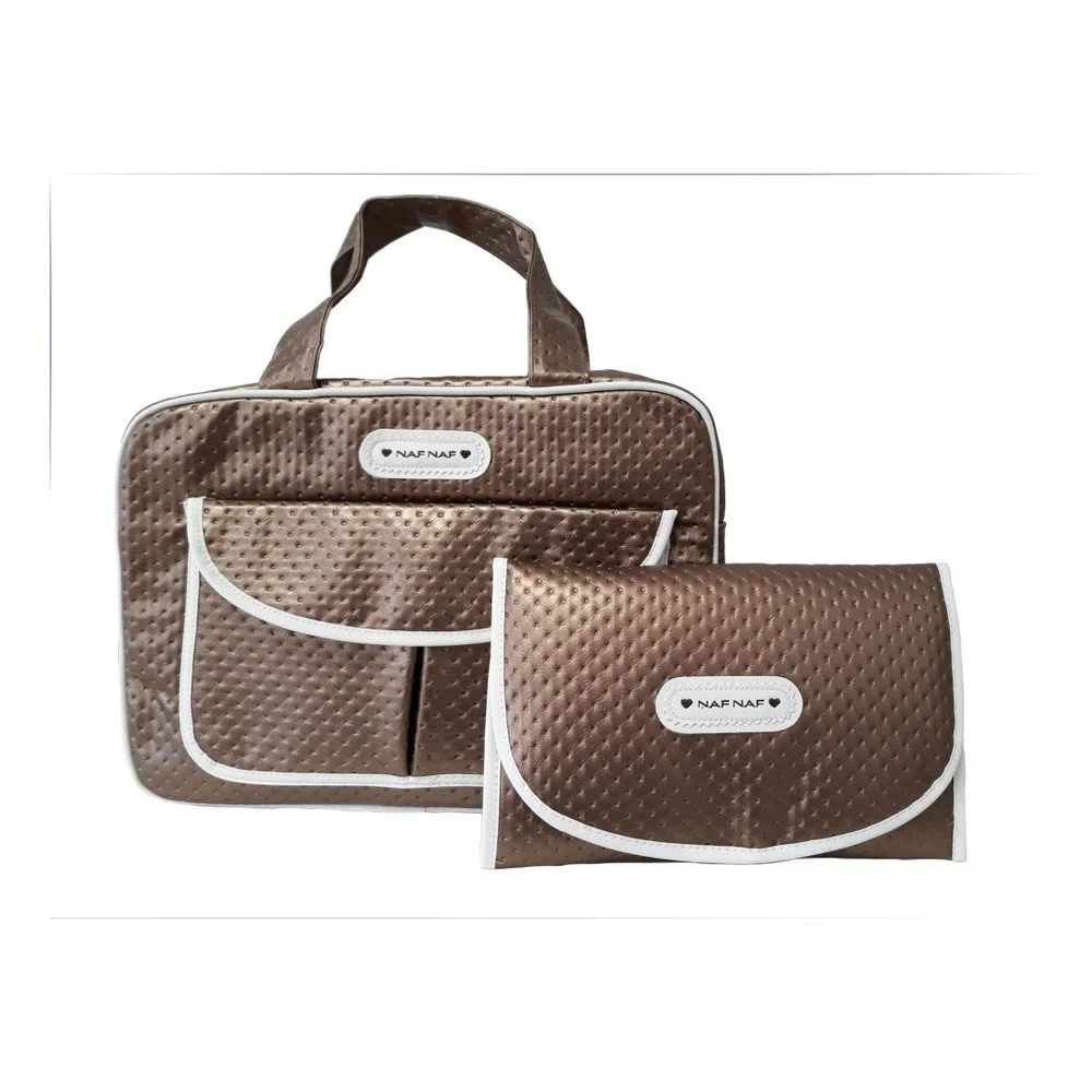 Set hnědé tašky na kočárek a přebalovací podložky Naf Naf Dots v:1124626