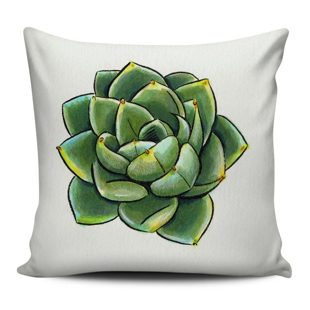 Zelenobílý polštář Home de Bleu Succulent, 43 x 43 cm v:872158