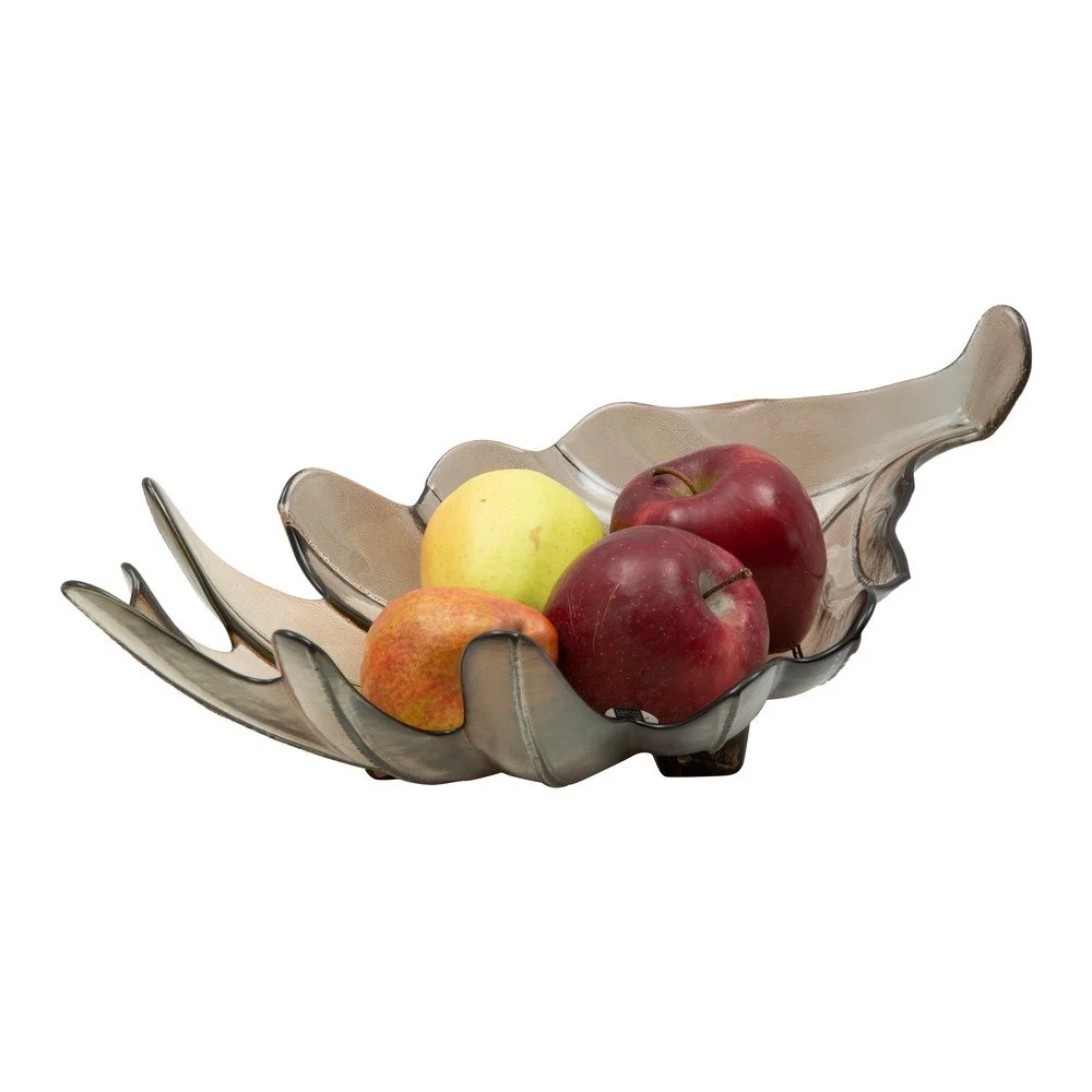 Šedá miska z recyklovaného skla Mauro Ferretti Leaf, 46 x 24 cm v:1319452