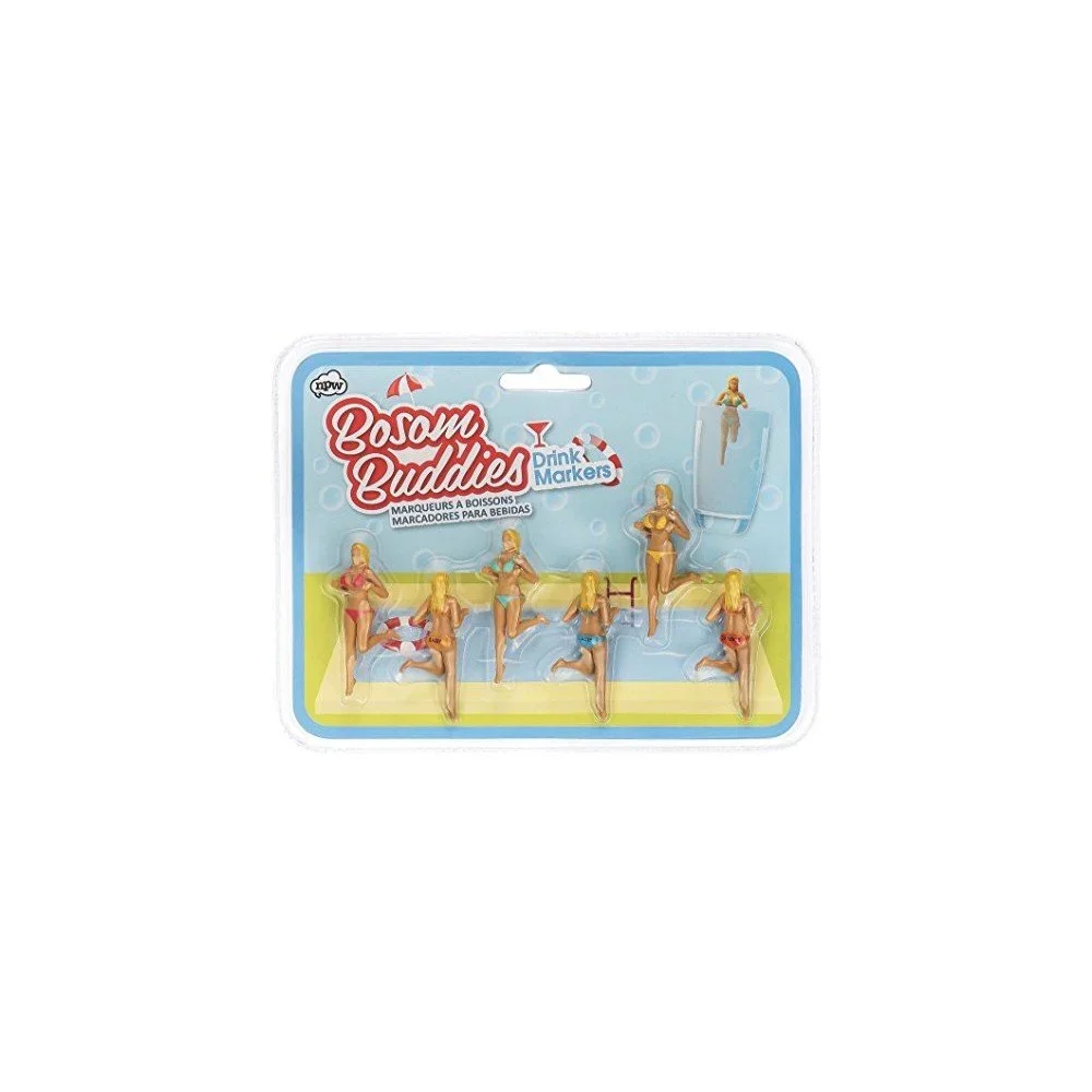 Sada 6 rozlišovačů na sklenice npw™ Bosom Buddies Drink Markers v:1027954