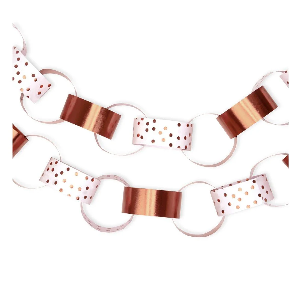 Sada k výrobě závěsného papírového řetězu v barvě růžového zlata Neviti Rose Gold Dots, délka 3 m v:1318194