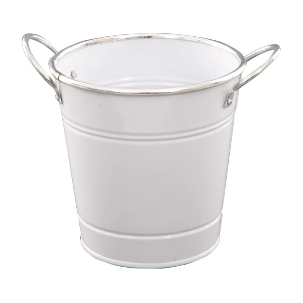 Bílý plechový květináč Soho And Deco Polar, ⌀ 16 cm v:824722 Bílý plechový květináč Soho And Deco Polar, ⌀ 16 cm v:824722