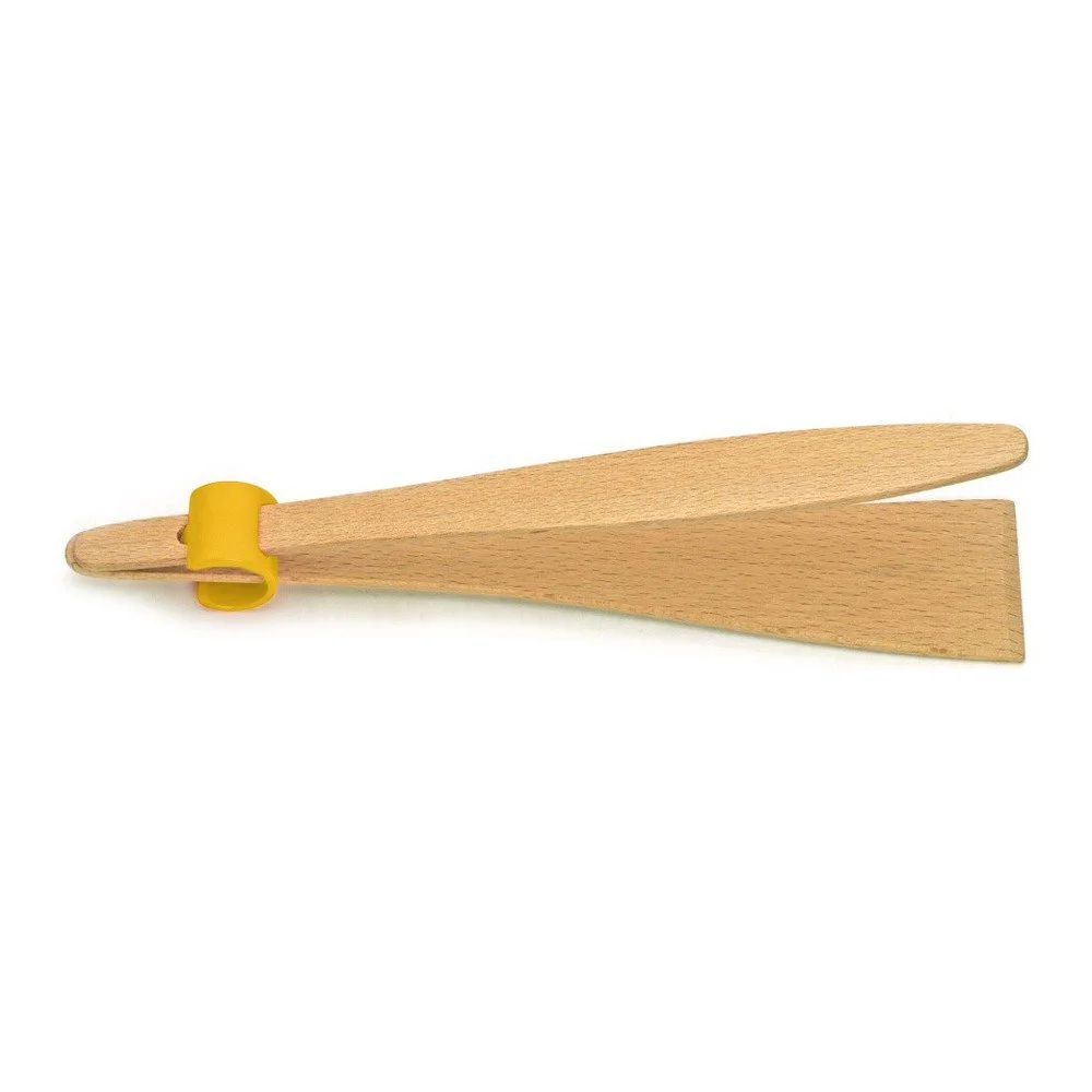 Kleště na maso se žlutým detailem z bukového dřeva Jean Dubost Handy, délka 25 cm v:1021672