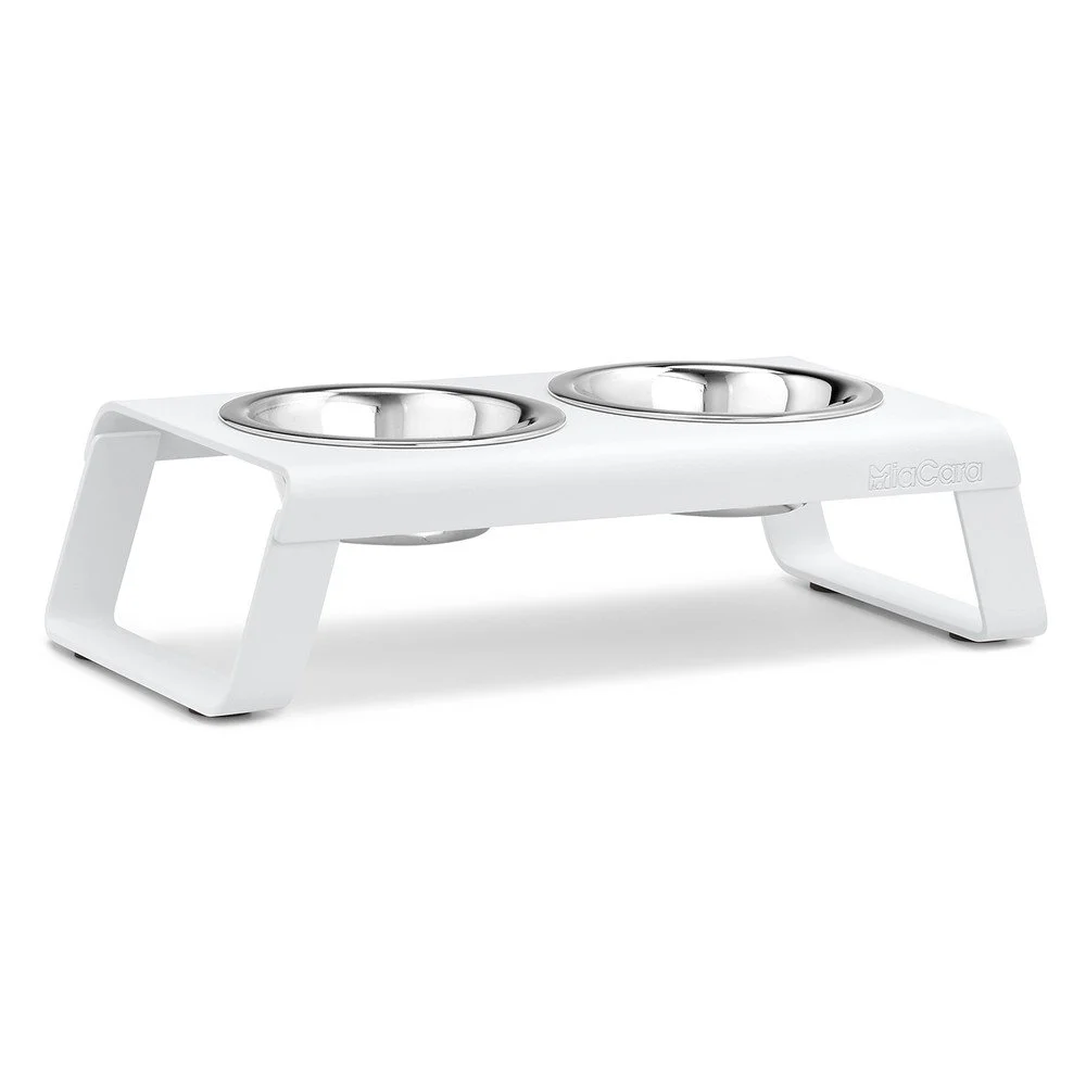 Kovový set misek s podstavcem pro psa Desco White S – MiaCara v:1675794