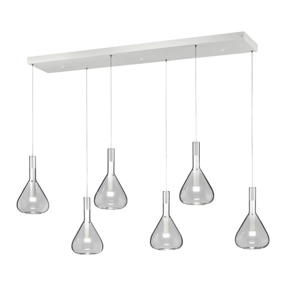 Bílé LED závěsné svítidlo se skleněným stínidlem Cipera – CINQUE v:1615438