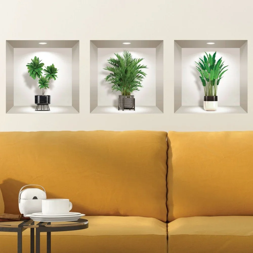 Sada 3 3D samolepek na zeď Ambiance Indoor Plants v:1294006