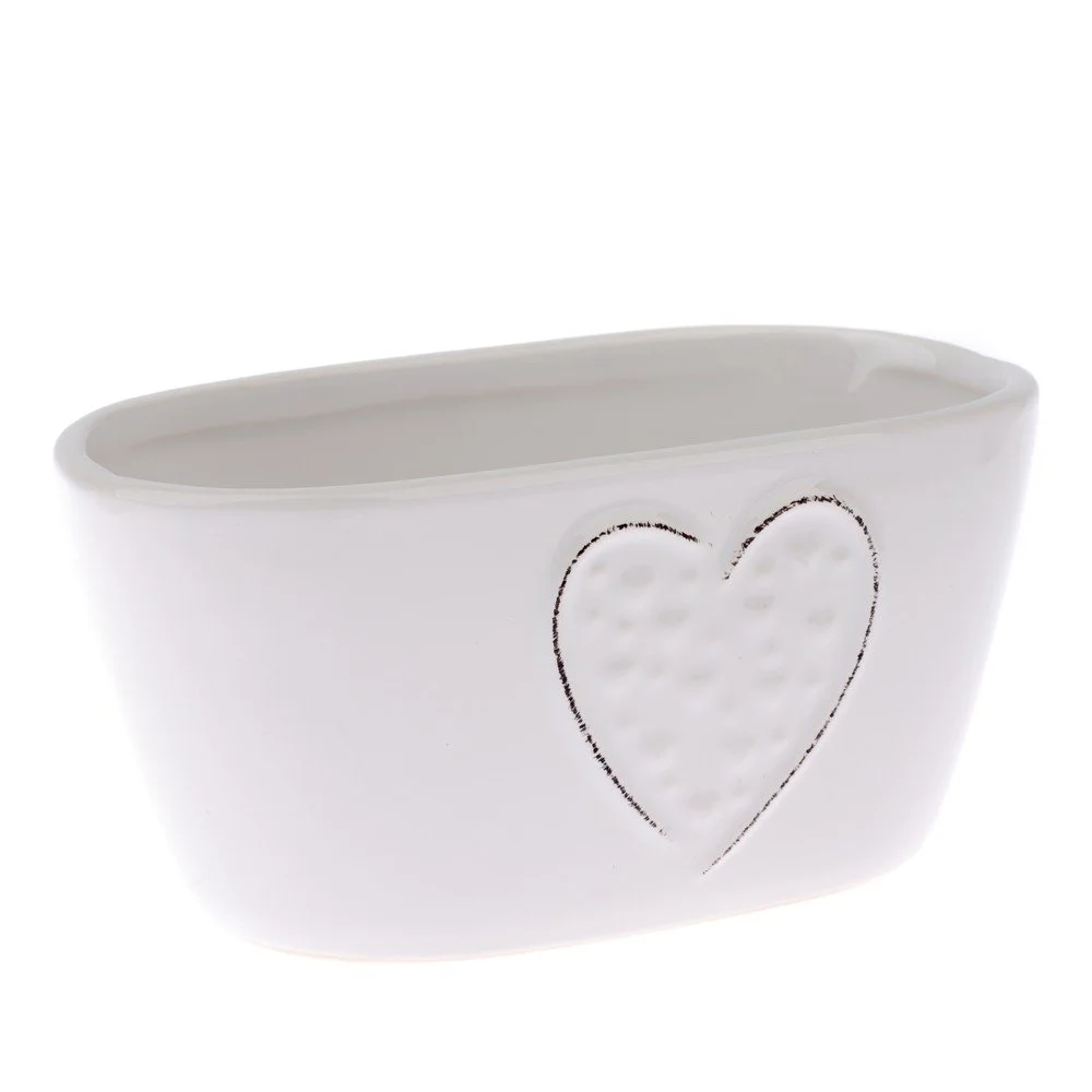 Bílý keramický květinář Dakls Heart, výška 11,2 cm v:1240416