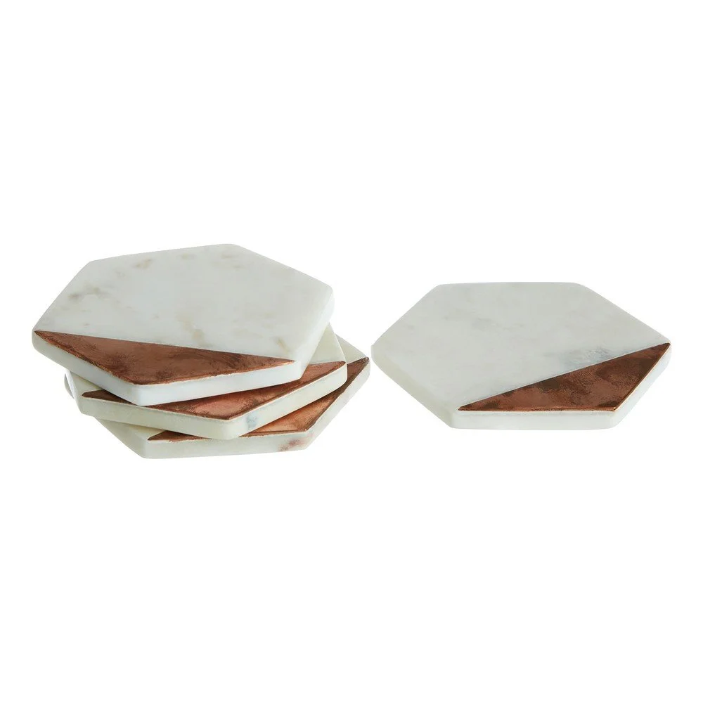 Sada 4 bílých mramorových tácků s měděnými detaily Premier Housewares Geometric v:1356895