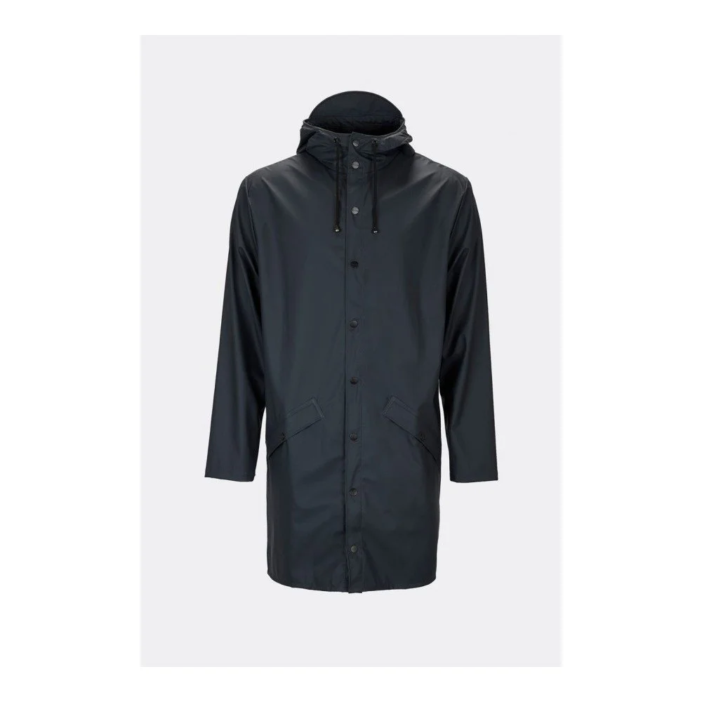Tmavě modrá unisex bunda s vysokou voděodolností Rains Long Jacket, velikost M / L v:1123912