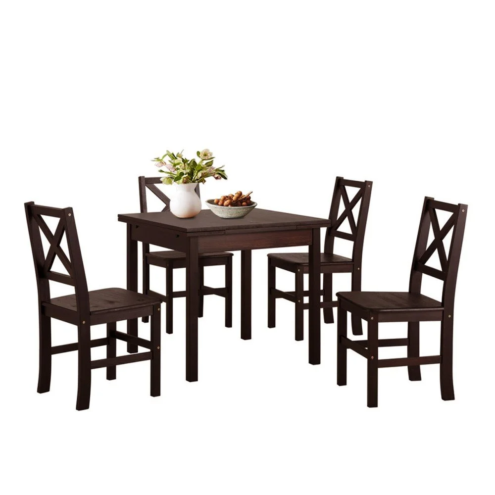 Set tmavě hnědého jídelního stolu a 4 židlí z borovicového dřeva Støraa Marlon v:955468