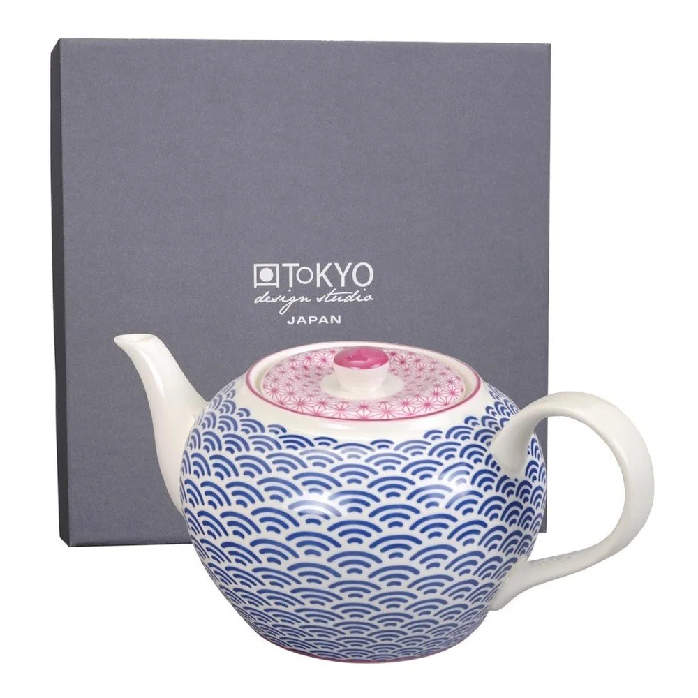 Modrorůžová porcelánová konvice na čaj Tokyo Design Studio Wave v:788794