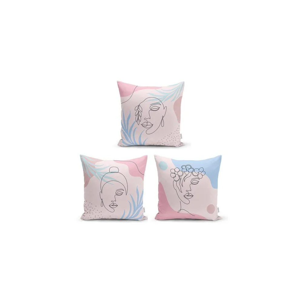 Sada 3 dekorativních povlaků na polštáře Minimalist Cushion Covers Minimalist Face, 45 x 45 cm v:1372001