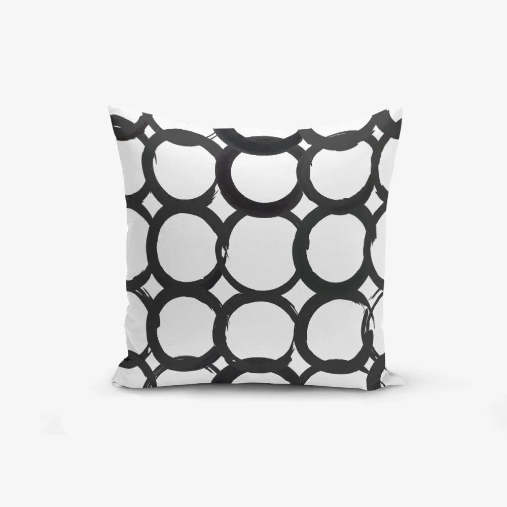 Povlak na polštář s příměsí bavlny Minimalist Cushion Covers Ring Modern BW, 45 x 45 cm v:1166546