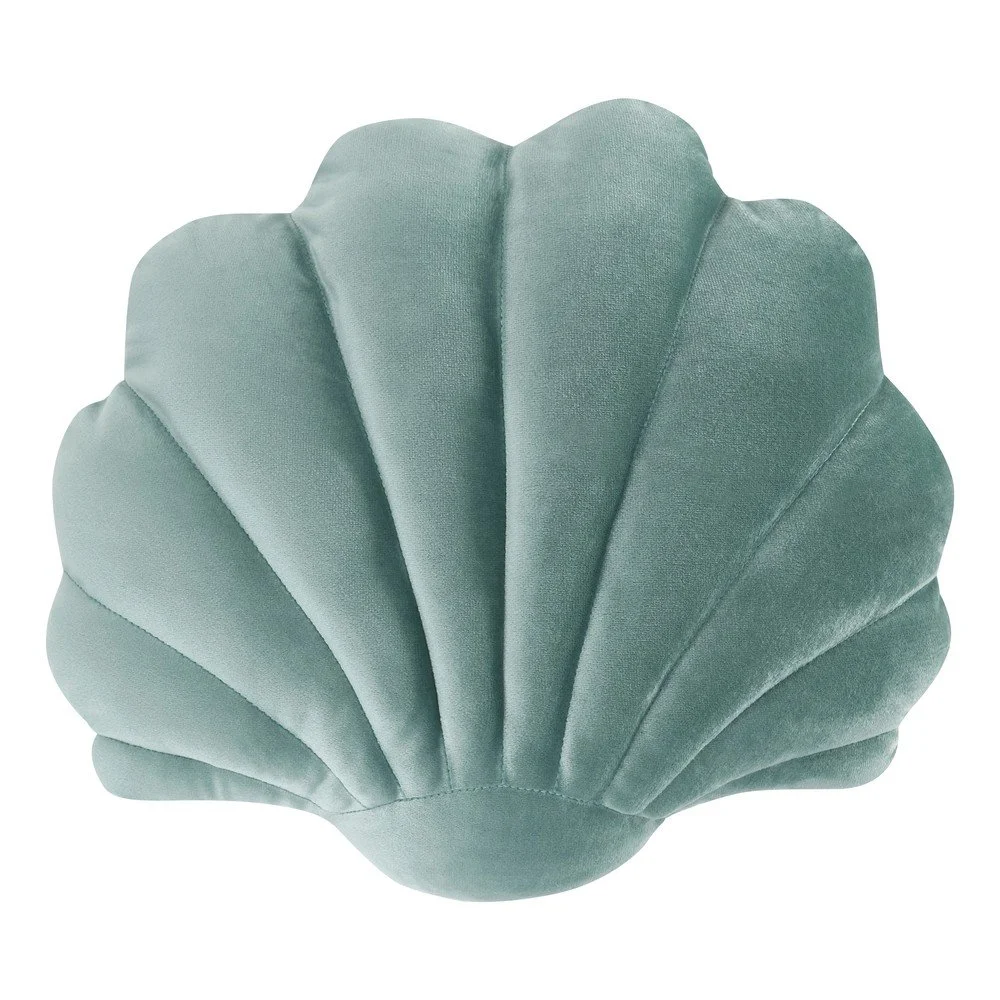 Zelený sametový dekorativní povlak na polštář Westwing Collection Shell, 27 x 32 cm v:1447648