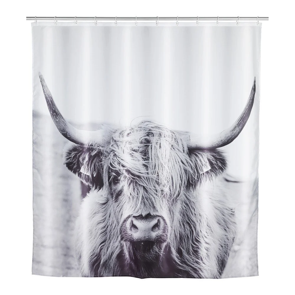 Šedý sprchový závěs Wenko Yak, 180 x 200 cm v:1400789