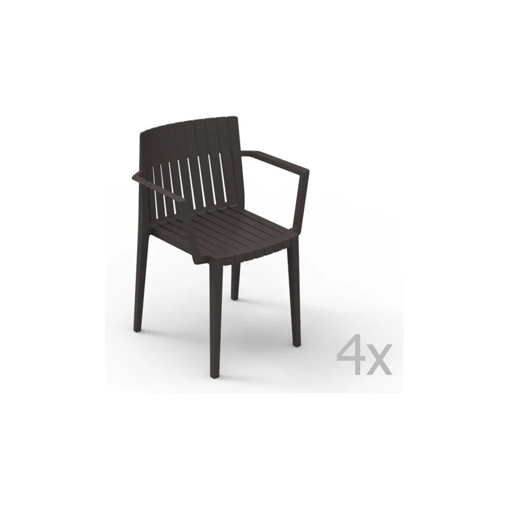 Sada 4 hnědých zahradních židlí s područkami Vondom Spritz v:843054
