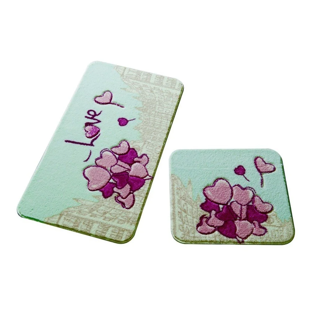 Sada 2 koupelnových předložek Confetti Bathmats Love City Mint v:994982
