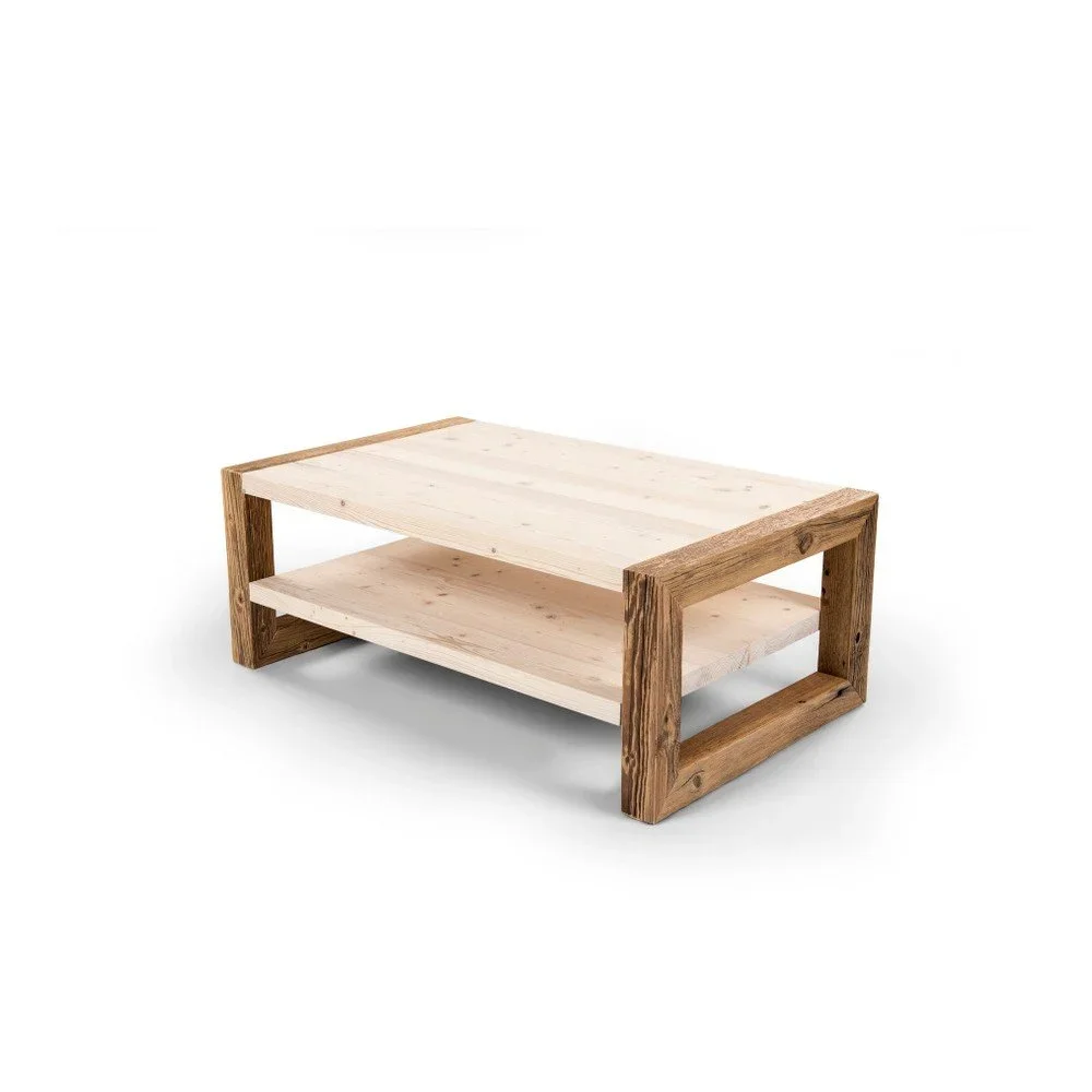 Dvojitý dřevěný konferenční stolek se světlou deskou Antique Wood, 110 x 68 cm v:901294