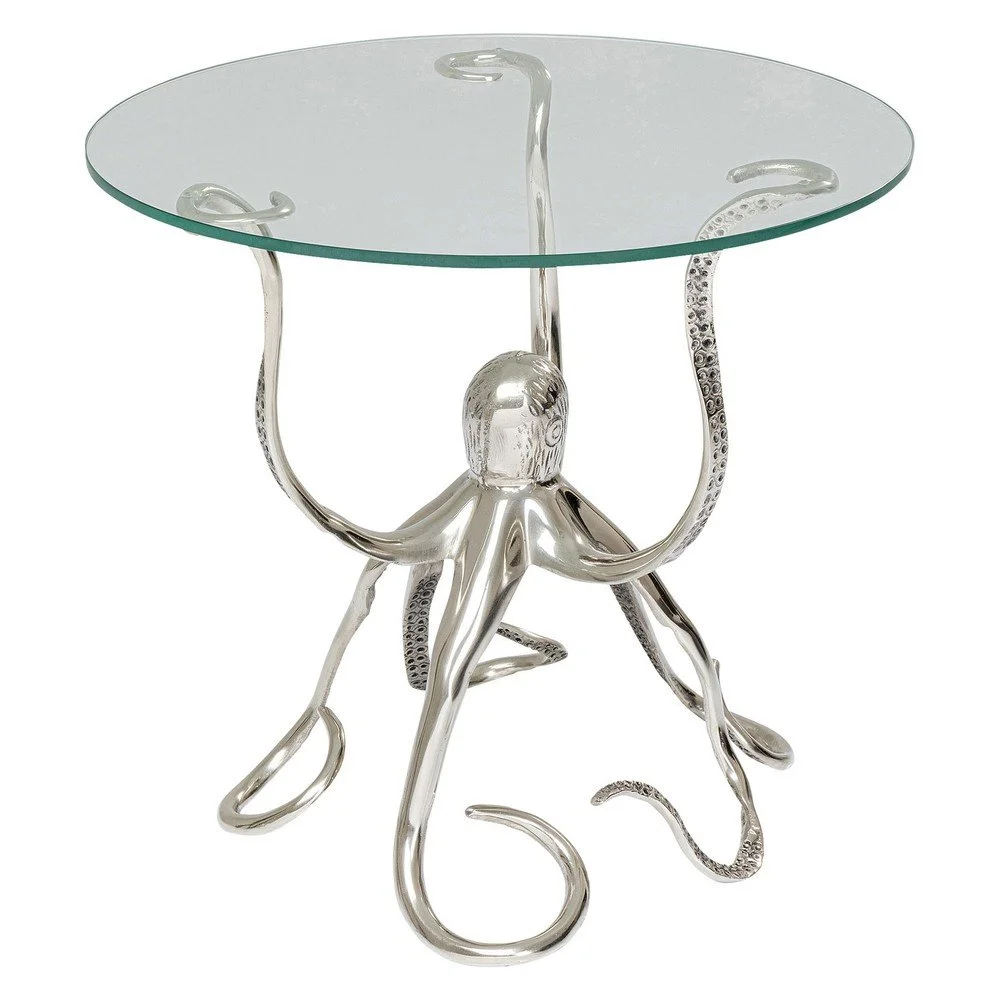 Designový odkládací stolek ve stříbrné barvě Kare Design Octopus, ø 48 cm v:1363775