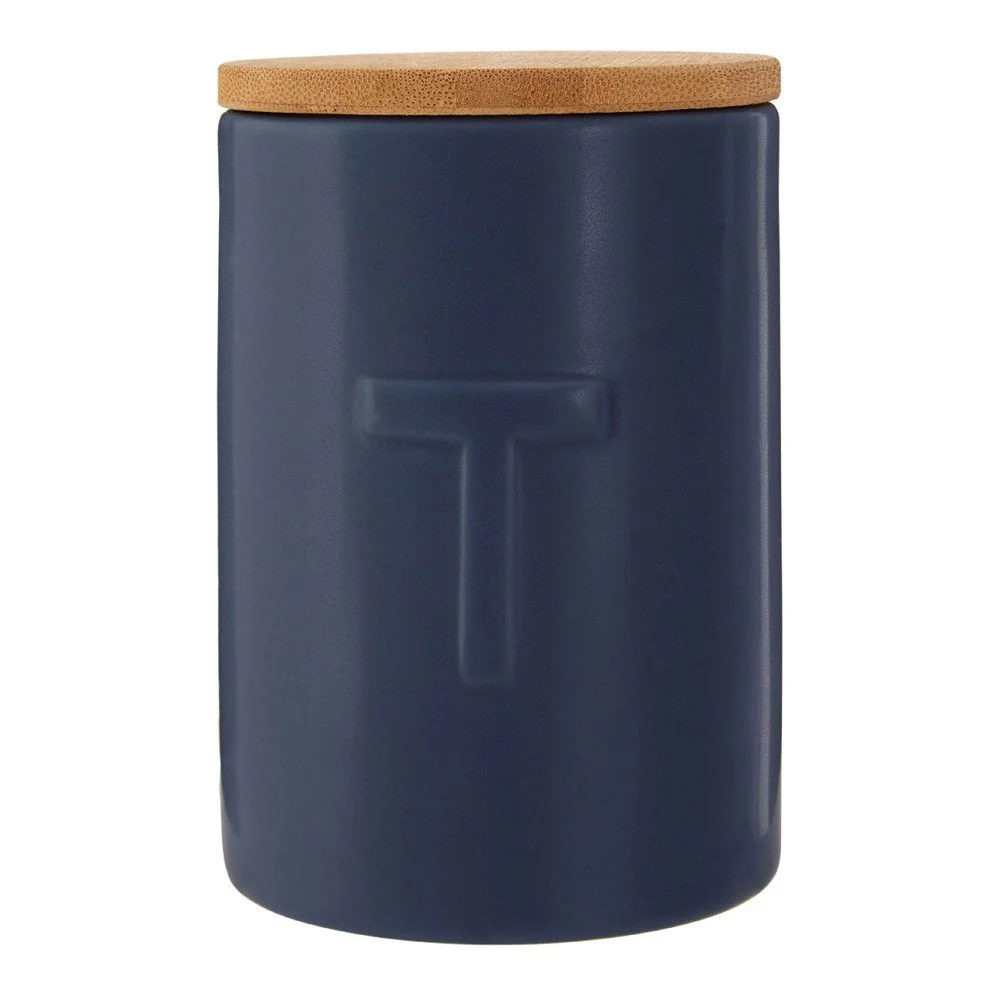 Tmavě modrá dóza na čaj s bambusovým víkem Premier Housewares Fenwick v:972434