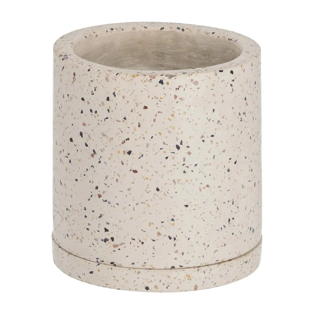 Bílý květináč terrazzo s miskou Kave Home Lelis, ⌀ 27 cm v:1375367