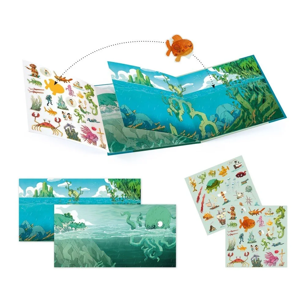 Set knihy s přemístitelnými samolepkami Djeco Sea Sticker Story v:1358763
