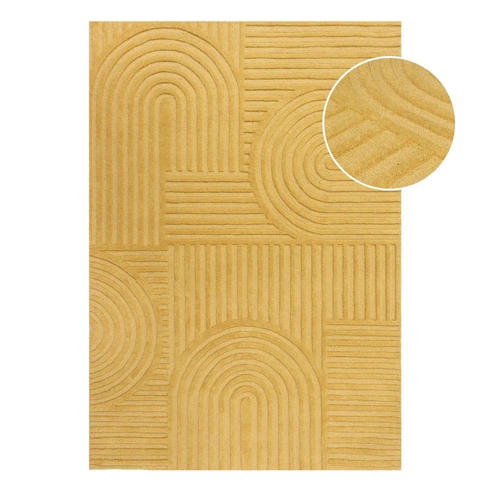 Žlutý vlněný koberec Flair Rugs Zen Garden, 120 x 170 cm v:1398961