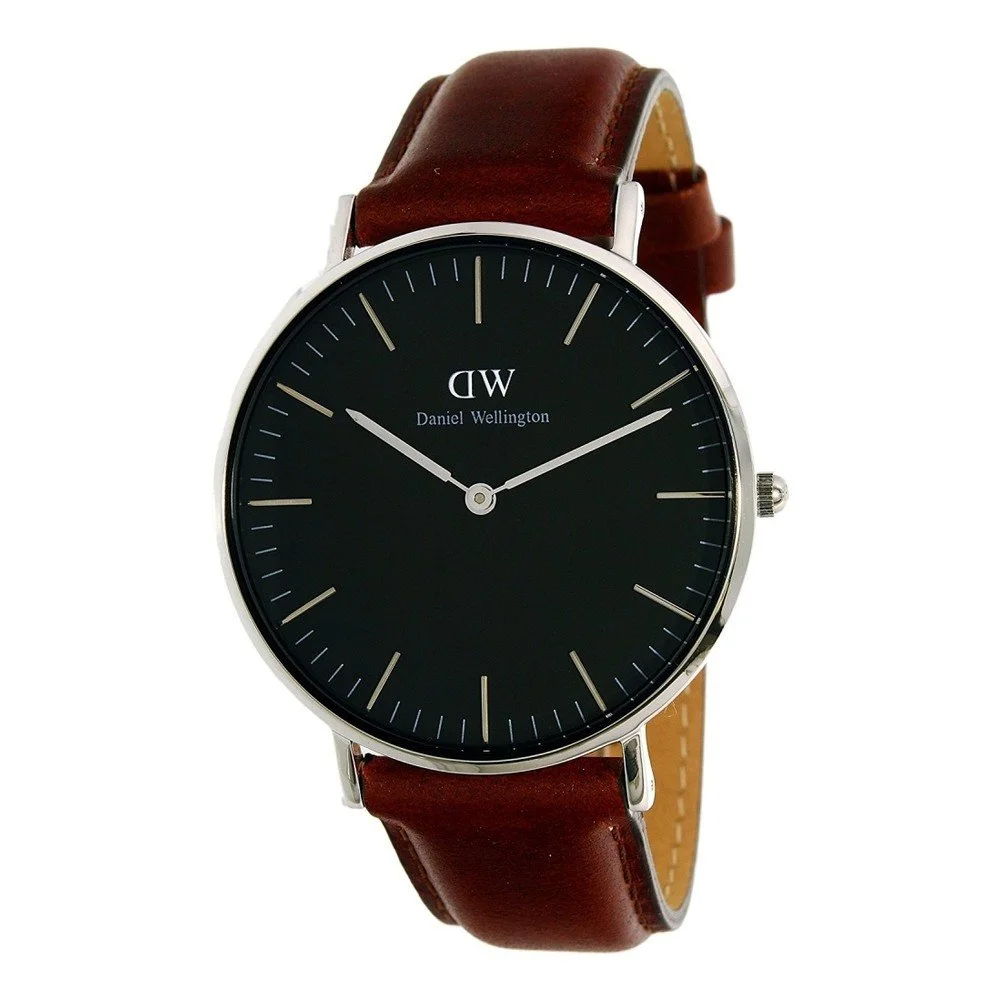 Unisex hodinky s hnědým páskem Daniel Wellington Bristol Silver, ⌀ 40 mm v:902814
