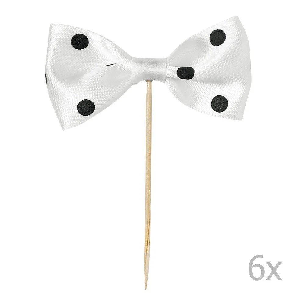 Sada 6 bílých zapichovacích dekorací na dort Miss Étoile Bow v:874682