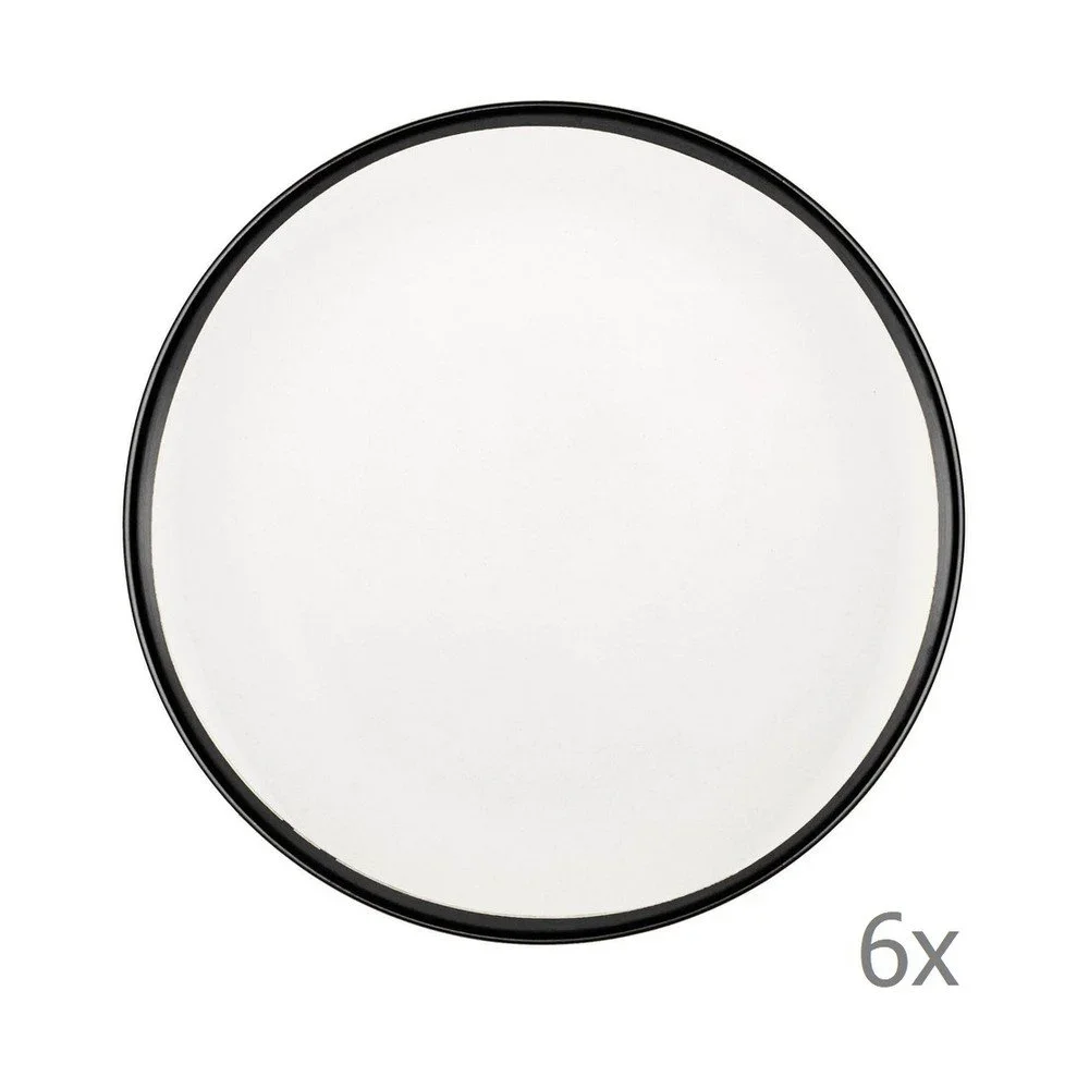 Sada 6 bílých porcelánových dezertních talířů Mia Halos Black, ⌀ 19 cm v:1343551