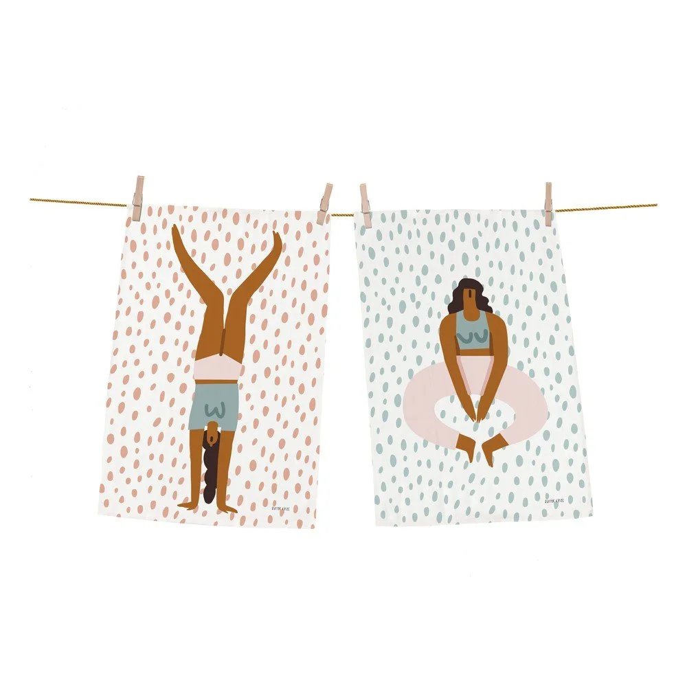 Sada 2 bílých bavlněných kuchyňských utěrek Butter Kings Yoga Day, 50 x 70 cm v:1446842
