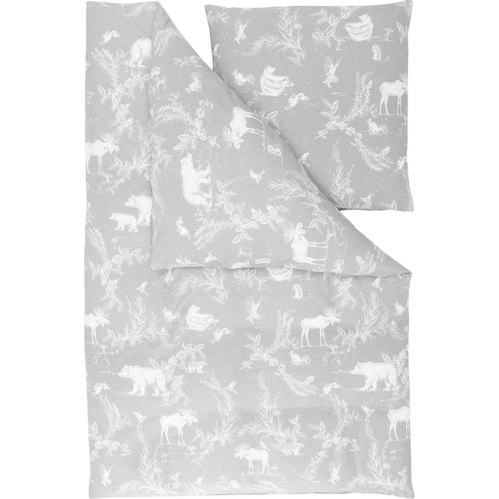 Šedé flanelové povlečení na jednolůžko Westwing Collection Animal Toile, 155 x 220 cm v:1448042