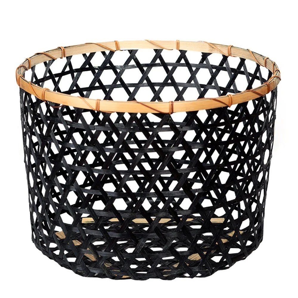Černý bambusový košík a’miou home Shadows, ⌀ 44 cm v:800540