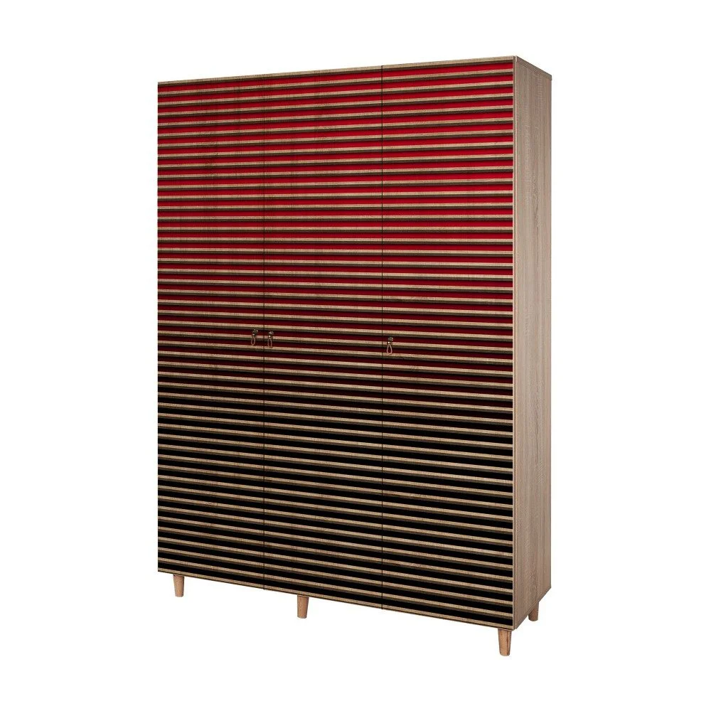 Třídveřová šatní skříň Mode Red, 135 x 192 cm v:1284786