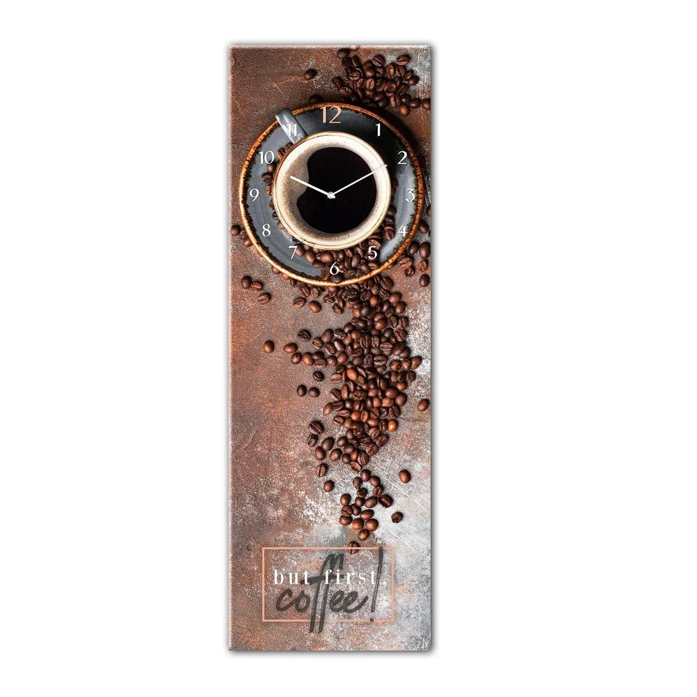 Skleněné nástěnné hodiny Styler First Coffee, 20 x 60 cm v:1299188