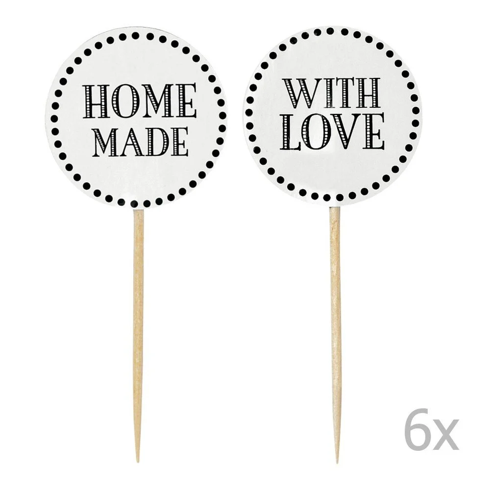 Sada 12 bílých zapichovacích ozdob na dort Miss Étoile Home Made With Love v:874690