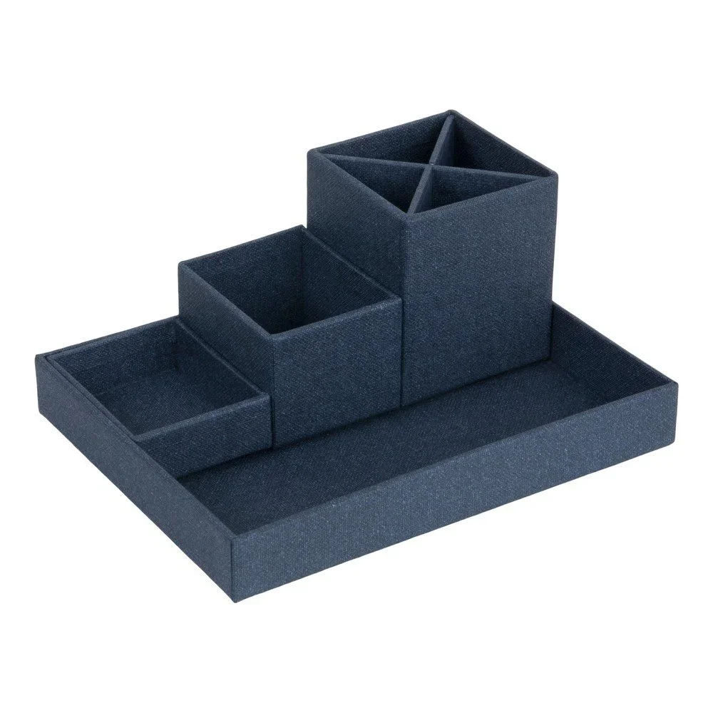 Tmavě modrý 4dílný stolní organizér Bigso Box of Sweden Lena v:1072430