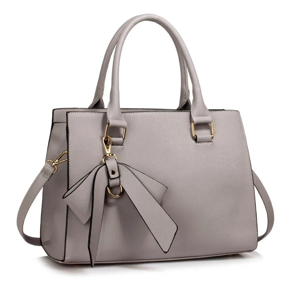 Šedá kabelka z eko kůže L&S Bags Bowcharm v:878232