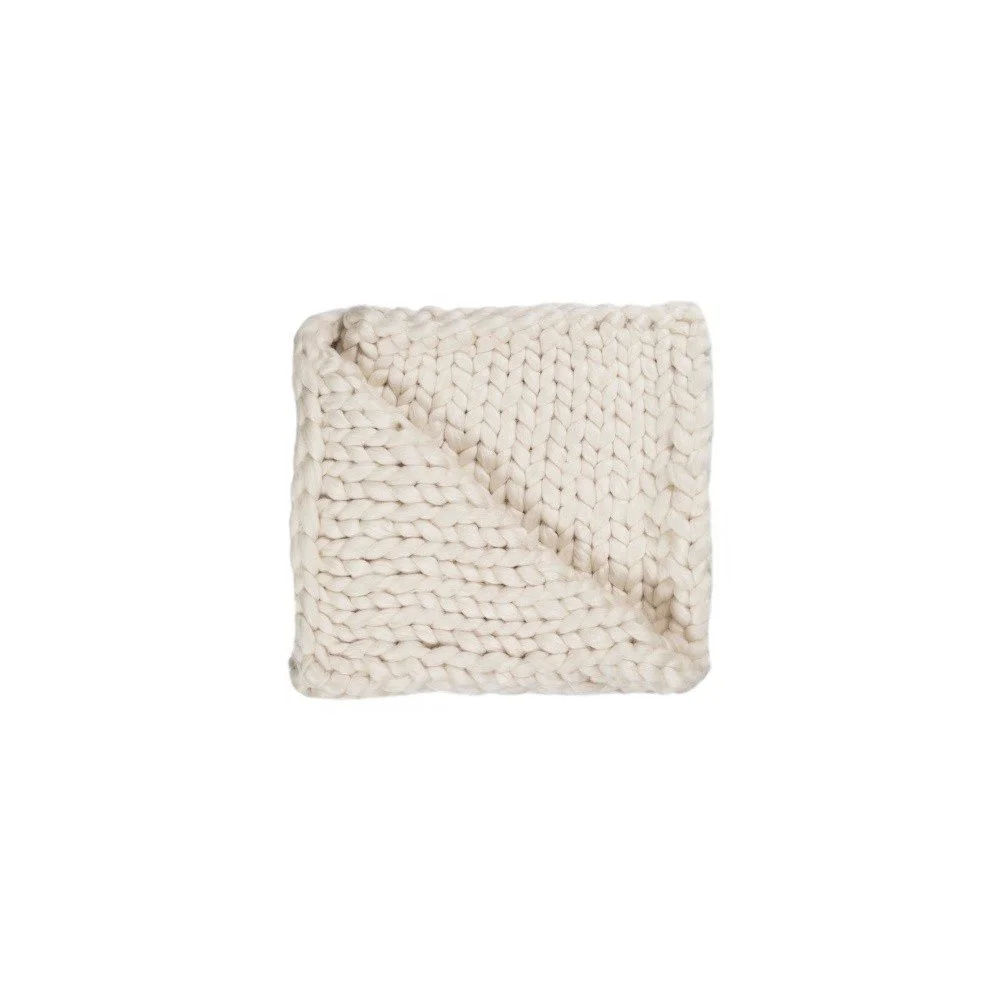Bílá ručně pletená deka Chunky Plaids, 100 x 150 cm v:749074