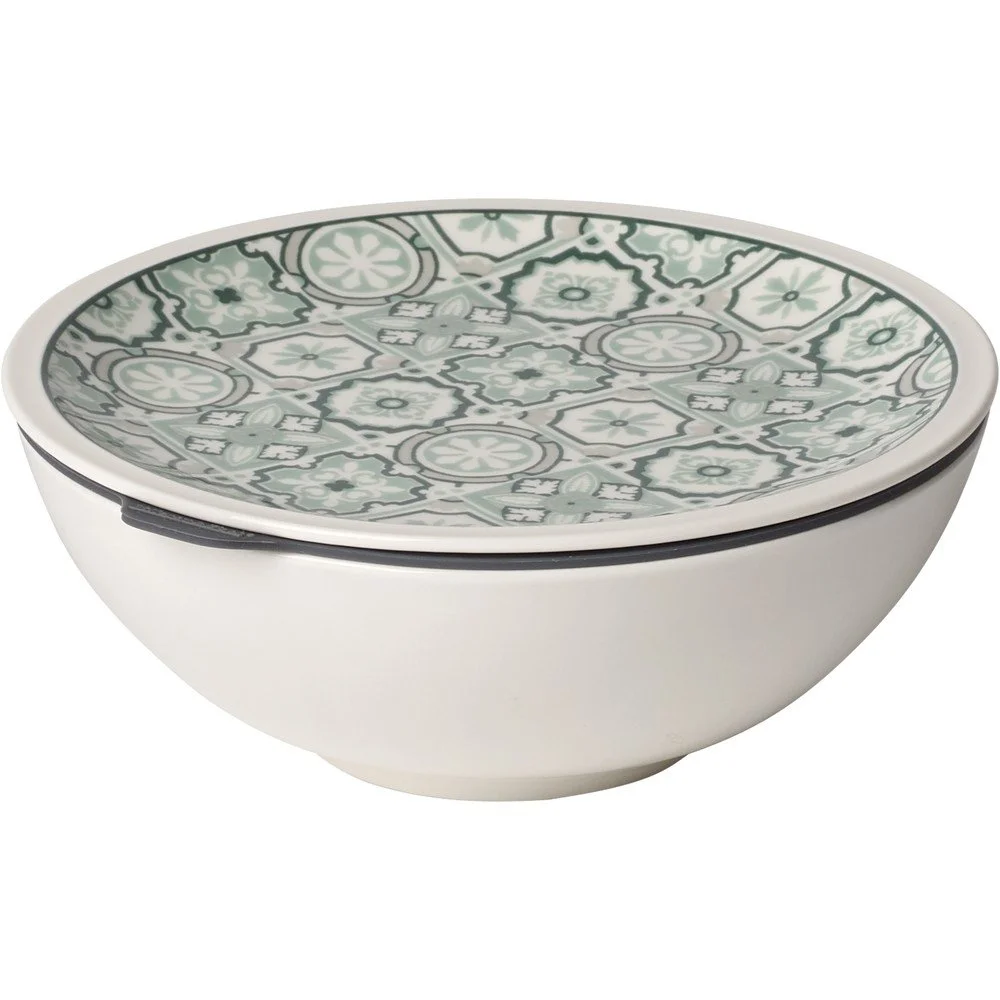 Zeleno-bílá porcelánová dóza na potraviny Villeroy & Boch Like To Go, ø 16,3 cm v:1431249