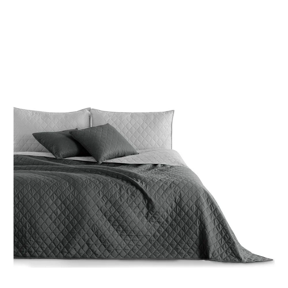 Šedý oboustranný přehoz z mikrovlákna DecoKing Axel Charcoal Silver, 260 x 280 cm v:1309328
