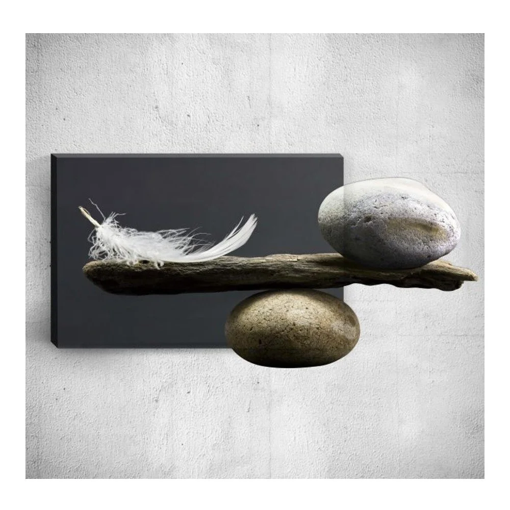 Nástěnný 3D obraz Mosticx Feather With Pebbles, 40 x 60 cm v:1091124